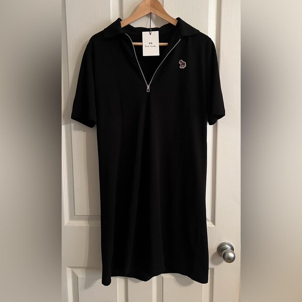 Paul Smith Black Cotton Polo Dress NWT Classic Prep Summer Size Medium